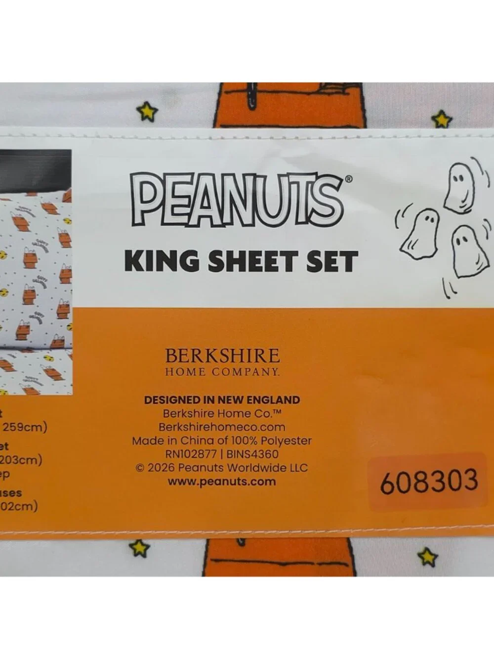 Peanuts Snoopy Halloween King Sheet Set By Berkshire Orange Doghouse Polyester